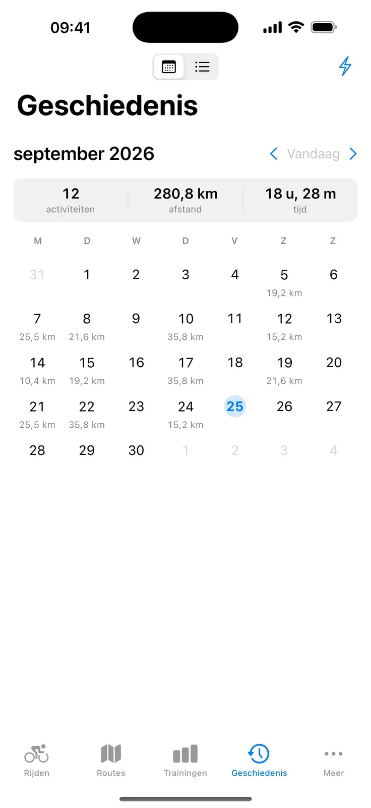 Kalender van de activiteitengeschiedenis