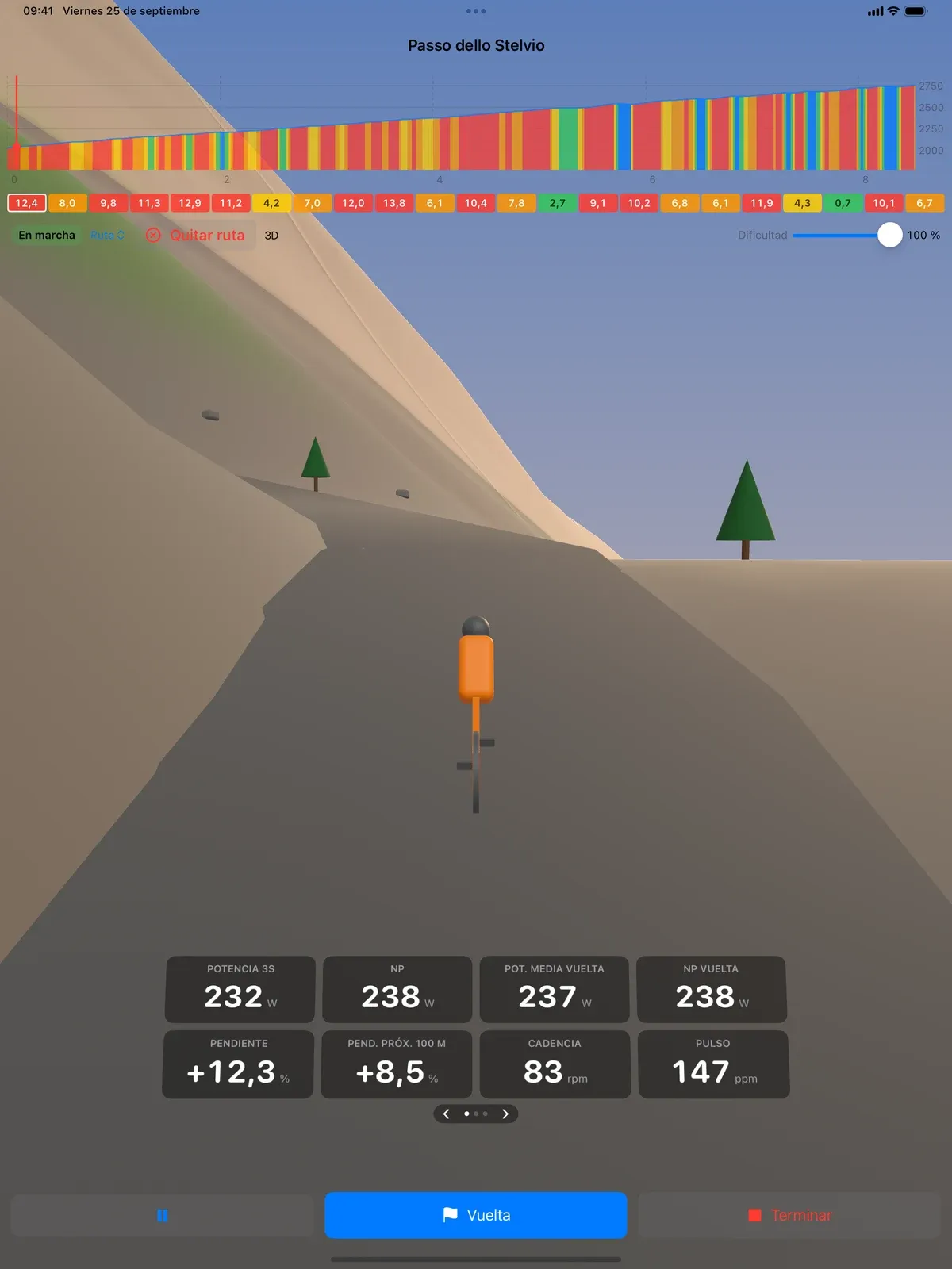 Subiendo el Passo dello Stelvio en el mundo 3D